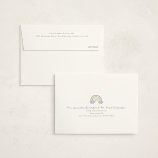 This is a sweet mint baby shower thank you cards with standard by Ilene Guy called rainbow sprinkles printing on strathmore in standard
