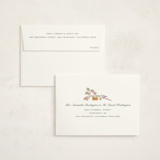 This is a petal baby shower thank you cards with standard by Jenna Holcomb called bird and bough printing on strathmore in standard