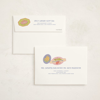 This is a acai berry baby shower thank you cards with standard by Natalie Rae called fruit stickers printing on strathmore in standard