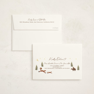 This is a olive baby shower thank you cards with standard by Elly called forest adventure printing on strathmore in standard