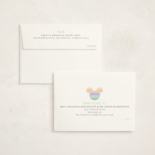 This is a rainbow baby shower thank you cards with standard by Beth Schneider called disney ombre mickey mouse printing on strathmore in standard