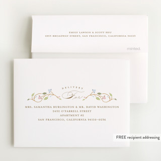 This is a cornflower baby shower thank you cards with standard by Susan Zinader called blooming stork printing on strathmore in standard