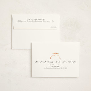 This is a peaches baby shower thank you cards with standard by Sarah Knight called graceful printing on strathmore in standard