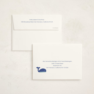 This is a sea baby shower thank you cards with standard by Harriet Richter called whale hello printing on strathmore in standard