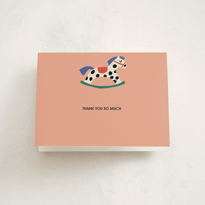 "Rocking Baby Shower" - Baby Shower Thank You Cards in Peach by Harriet Richter.