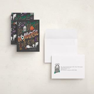 This is a cauldron halloween party invitations cards with standard by Jackie Crawford called wonderful time of the year printing on signature in petite