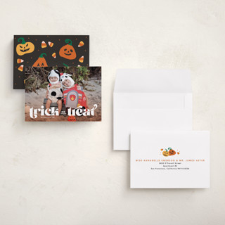 This is a pumpkin pie halloween party invitations cards with standard by Creo Study called vintage halloween printing on recycled smooth signature in petite