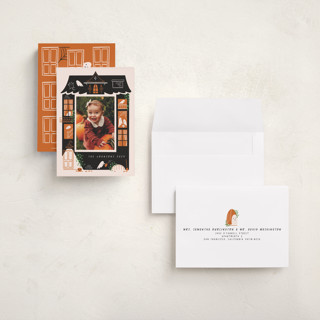 This is a pumpkin halloween party invitations cards with standard by Grae called ghost house printing on recycled smooth signature in petite