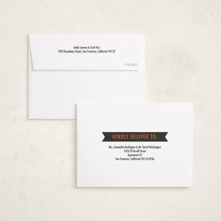 This is a pumpkin halloween party invitations cards with standard by Dawn Pope called oh my gourd printing on recycled smooth signature in petite