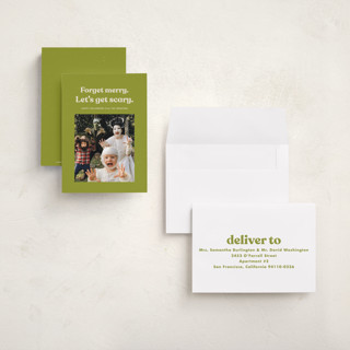 This is a slime halloween party invitations cards with standard by Lea Delaveris called get scary printing on recycled smooth signature in petite