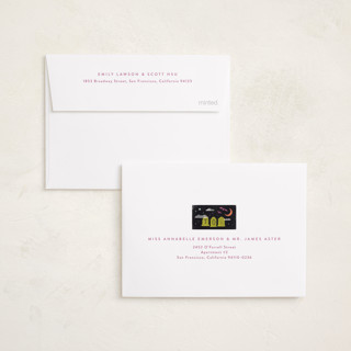 This is a ghoulish halloween party invitations cards with standard by Ashley DeMeyere called spooky kooky creepy scary printing on recycled smooth signature in petite