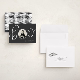 This is a noir halloween party invitations cards with standard by Nicole Hance called boo frame printing on recycled smooth signature in petite