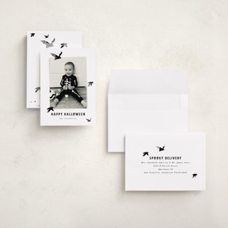 This is a midnight halloween party invitations cards with standard by Angela Garrick called batty printing on recycled smooth signature in petite