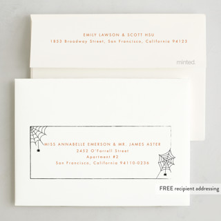 This is a charcoal halloween party invitations cards by Megan Cash called boo! printing on signature in petite
