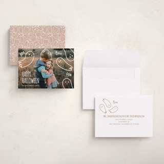 This is a ghost halloween party invitations cards with standard by Claudia Orengo called cute halloween printing on recycled smooth signature in petite