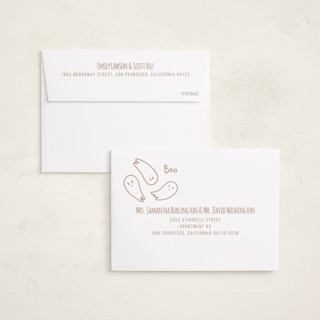 This is a ghost halloween party invitations cards with standard by Claudia Orengo called cute halloween printing on recycled smooth signature in petite