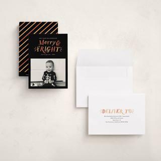 This is a candy halloween party invitations cards with standard by Jackie Crawford called merry and fright printing on recycled smooth signature in petite