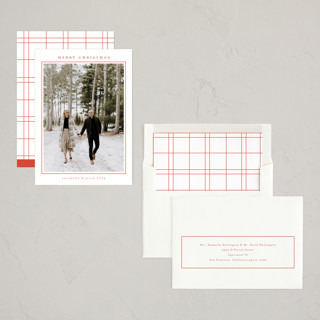This is a stocking holiday photo cards with standard by Nicole Walsh called minimalist frame printing on recycled smooth signature in standard