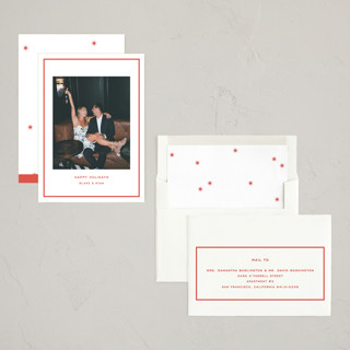 This is a candy cane holiday photo cards with standard by Megan Davis called bowery printing on recycled smooth signature in standard