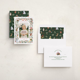 This is a christopher robin holiday photo cards with standard by Sarah Knight called hundred aker wreath printing on signature in standard