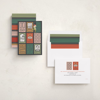 This is a santa holiday photo cards with standard by Claudia Orengo called pixar's mosters inc holiday doors printing on recycled smooth signature in standard