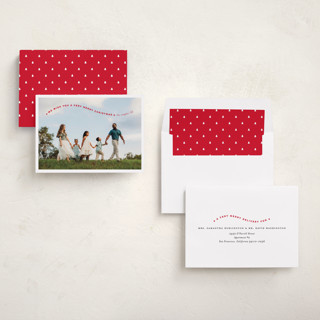 This is a poinsettia holiday photo cards with standard by Erica Krystek called simple twist printing on recycled smooth signature in standard