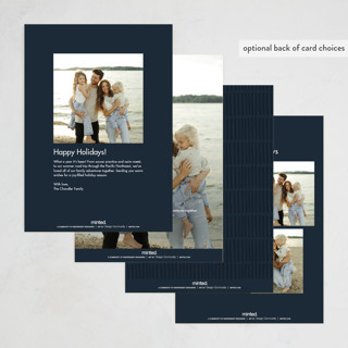 This is a navy holiday photo cards with standard by Stacey Meacham called minimalist border printing on recycled smooth signature in standard