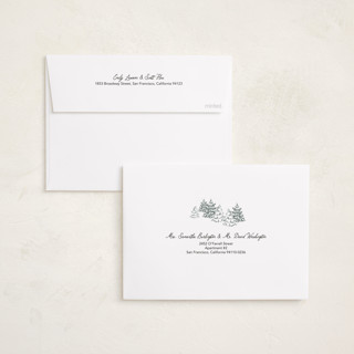 This is a forest holiday photo cards with standard by Michelle Harrick called minimal tree farm printing on recycled smooth signature in standard