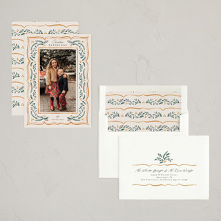 This is a corn holiday photo cards with standard by Chris Griffith called scalloped edge holiday printing on recycled smooth signature in standard