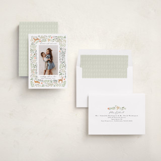 This is a cypress holiday photo cards with standard by Hannah Williams called festive woodland forest printing on recycled smooth signature in standard