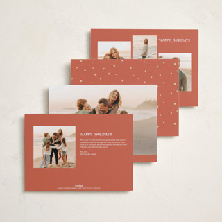 This is a eggnog holiday photo cards with standard by Becky Nimoy called snow and ivory winter scene printing on recycled smooth signature in standard