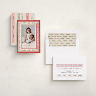 This is a holly berry holiday photo cards with standard by Mansi Verma called floral folk printing on recycled smooth signature in standard