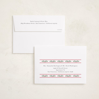 This is a holly berry holiday photo cards with standard by Mansi Verma called floral folk printing on recycled smooth signature in standard