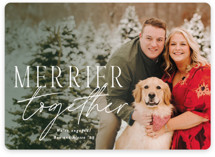 This is a green holiday photo card by Lisa Assenmacher called Merrier Together Story NonFoil with standard printing on recycled smooth signature in standard.