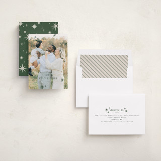 This is a pine holiday photo cards with standard by Wildfield Paper Co called twinkle! printing on recycled smooth signature in standard