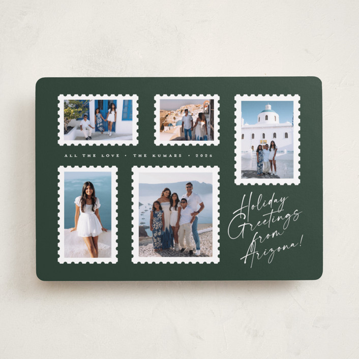 "Stamp Collection" - Holiday Photo Cards in Evergreen by Amy Payne.