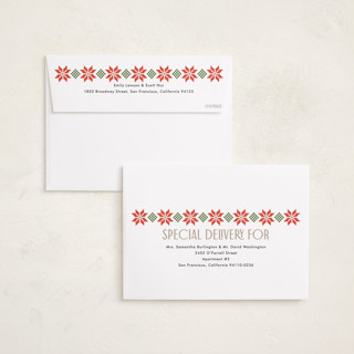 This is a linen holiday photo cards with standard by Karidy Walker called cozy knit christmas printing on recycled smooth signature in standard