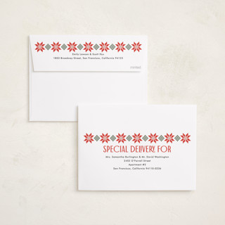 This is a scarlet holiday photo cards with standard by Karidy Walker called cozy knit christmas printing on recycled smooth signature in standard