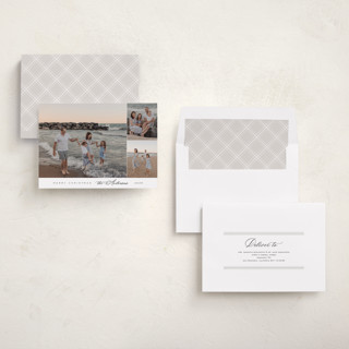This is a snow holiday photo cards with standard by Nicole Walsh called elegant trio printing on recycled smooth signature in standard
