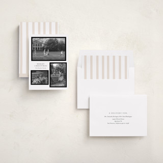 This is a coal holiday photo cards with standard by Angela Thompson called triple frame printing on recycled smooth signature in standard