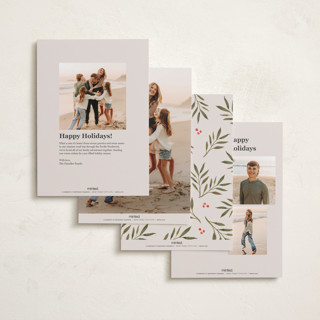 This is a vanilla holiday photo cards with standard by Lindsay Megahed called festive five printing on recycled smooth signature in standard