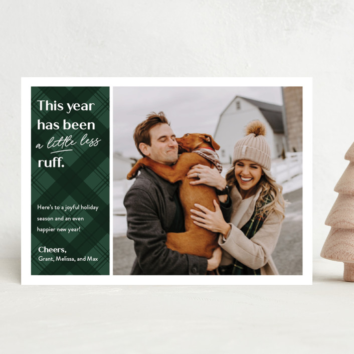 "Ruff Year" - Funny Holiday Photo Cards in Evergreen by Erin German.