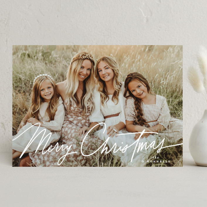 photo sleeve holiday cards Elegant Three Photo Personalized Holiday Cards main image 1