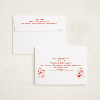 This is a santa suit holiday photo cards with standard by Creo Study called disney's mickey n' friends warm wishes printing on signature in standard