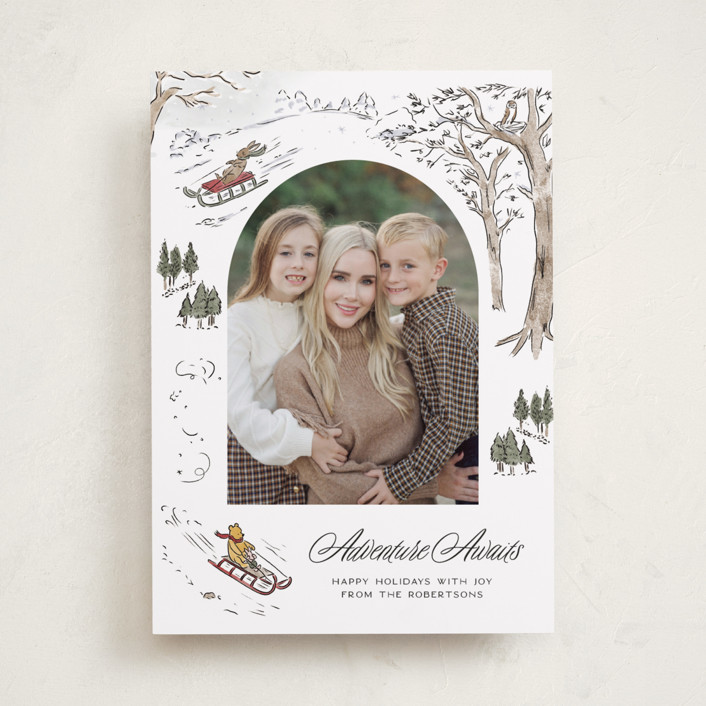 "Disney's Winnie the Pooh Winter Adventures" - Holiday Photo Cards in Snow by Jenna Holcomb.