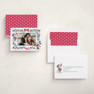 This is a fir holiday photo cards with standard by Jenna Holcomb called disney's retro mickey printing on recycled smooth signature in standard