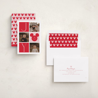 This is a rose holiday photo cards with standard by Hudson meet Rose called disney's joyful mickey printing on recycled smooth signature in standard