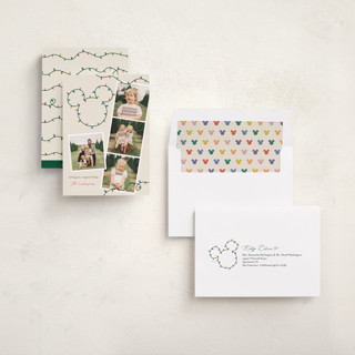 This is a gumdrop holiday photo cards with standard by Sarah Hawkins Designs called disney's mickey glowing lights printing on recycled smooth signature in standard