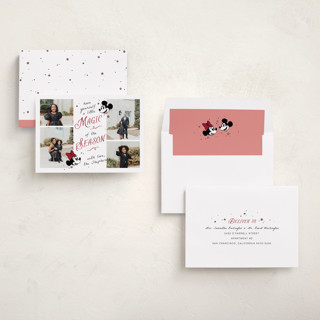 This is a cherry holiday photo cards with standard by letterfix called disney's mickey minnie magical season printing on recycled smooth signature in standard