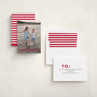 This is a cherry holiday photo cards with standard by Angela Thompson called simple type printing on recycled smooth signature in standard